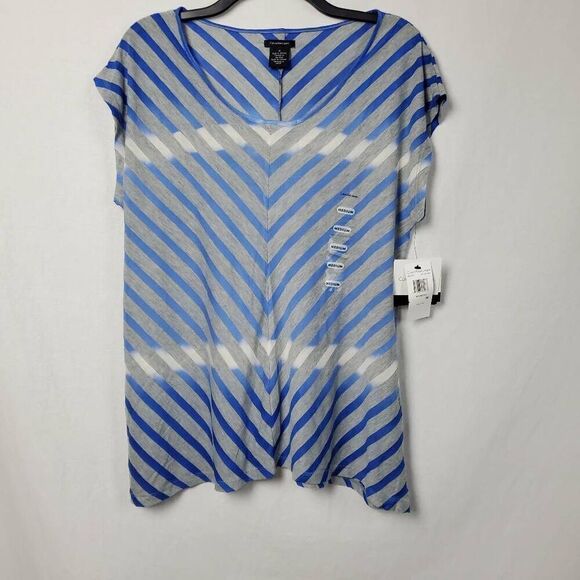 Calvin Klein Medium Blue Stripe Top, NWT - Picture 2 of 7